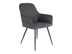 Set van 2 KARU eetkamerstoelen – Kunstleer en zwarte metalen poten-Color Gris oscuro