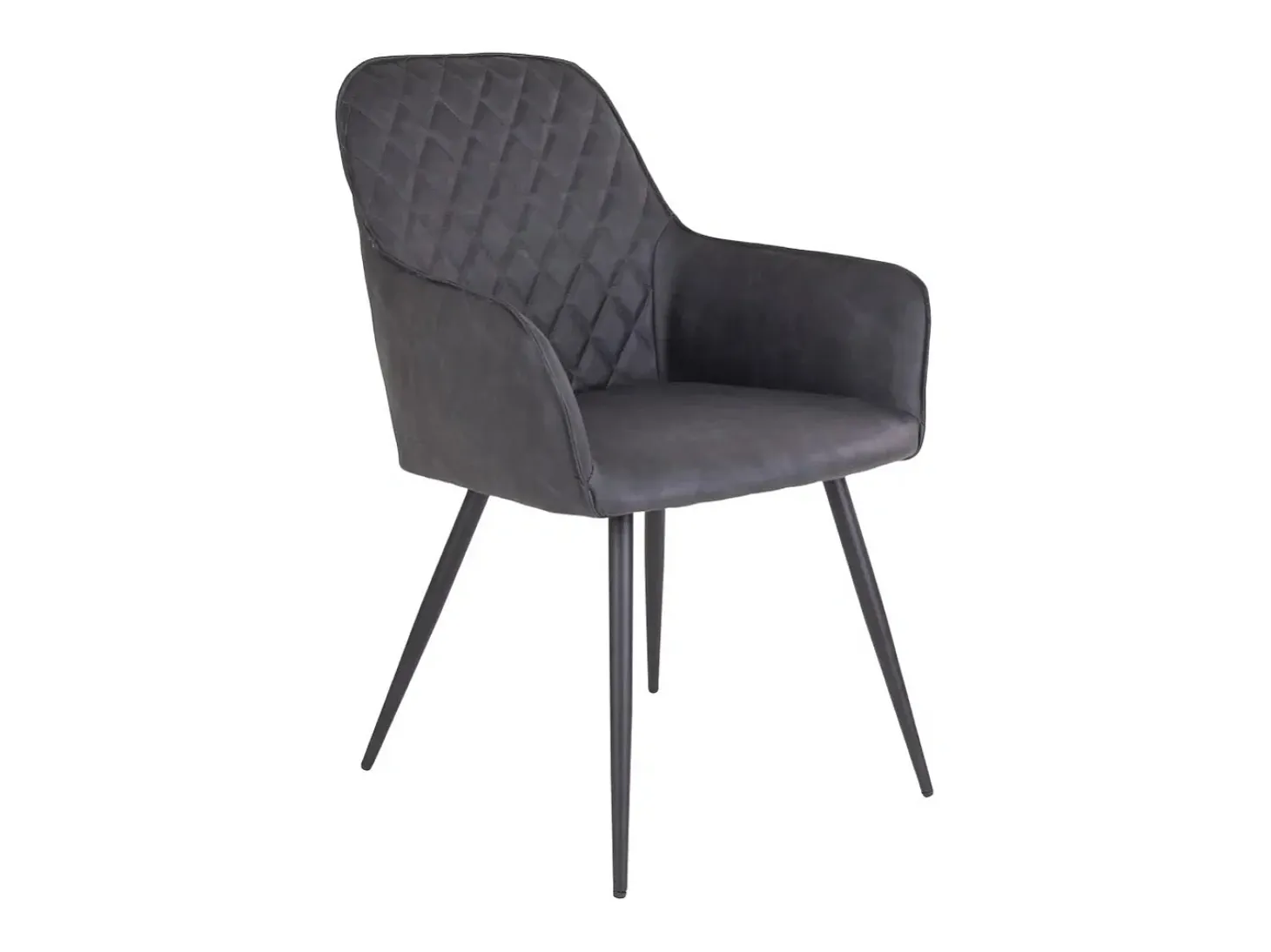 Set van 2 KARU eetkamerstoelen – Kunstleer en zwarte metalen poten-Color Gris oscuro