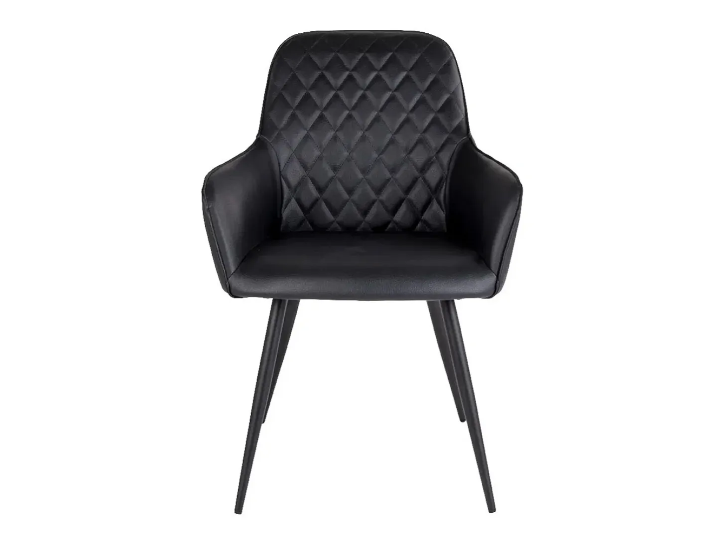 Set van 2 KARU eetkamerstoelen – Kunstleer en zwarte metalen poten-Color Gris oscuro