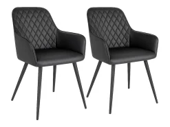 Set van 2 KARU eetkamerstoelen – Kunstleer en zwarte metalen poten-Color Gris oscuro