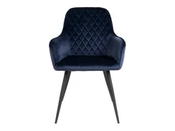 Set van 2 KARU eetkamerstoelen – Fluweel en zwarte metalen poten-Color Azul oscuro