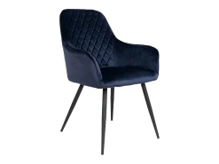 Set van 2 KARU eetkamerstoelen – Fluweel en zwarte metalen poten-Color Azul oscuro