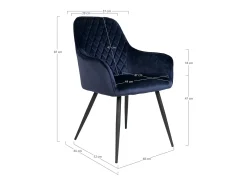 Set van 2 KARU eetkamerstoelen – Fluweel en zwarte metalen poten-Color Azul oscuro