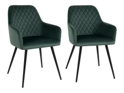 Set van 2 KARU eetkamerstoelen – Fluweel en zwarte metalen poten-Color Azul oscuro