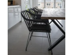 Set van 2 LAZO fauteuils met rotaneffect – Binnen of buiten-Color Negro