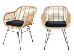 Set van 2 LAZO fauteuils met rotaneffect – Binnen of buiten-Color Negro