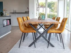 Set van 2 MODA eetkamerstoelen – Gecapitonneerd fluweel en zwarte stalen poten-Color Negro