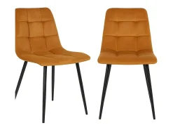 Set van 2 MODA eetkamerstoelen – Gecapitonneerd fluweel en zwarte stalen poten-Color Negro