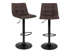 Set van 2 MODA hoge barstoelen - gestoffeerde microvezelstof en zwarte stalen poten-Marrón