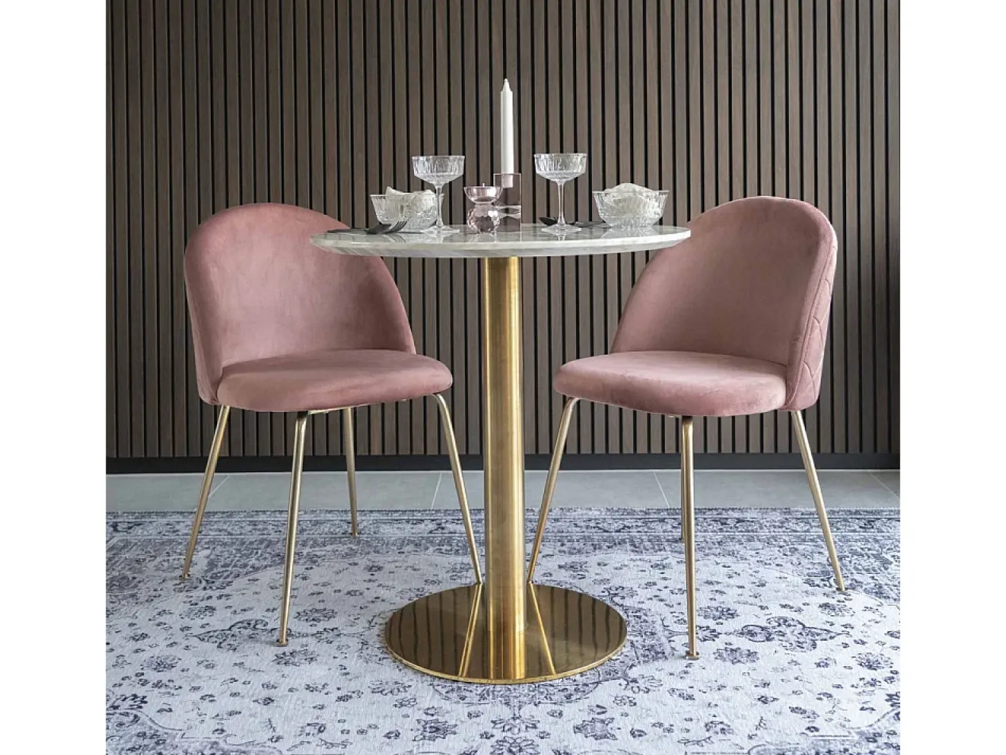 Set van 2 PINOZ fluwelen stoelen – Hedendaagse elegantie-Color Rosa