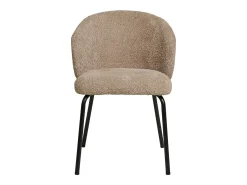 Set van 2 TALY stoelen – beige bouclé stof & zwarte stalen poten