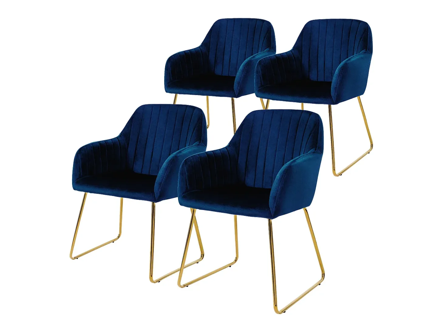Set 4x sillas de comedor de terciopelo azul diseño ergonómico asiento moderno