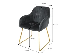 Set 4x sillas de comedor de terciopelo gris diseño ergonómico asiento moderno