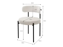Set 4x sillas de comedor tejido teddy blanco de terciopelo ergonómico moderno