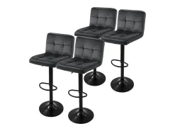 Set 4x taburetes de bar de terciopelo gris silla giratoria 360° con reposapiés