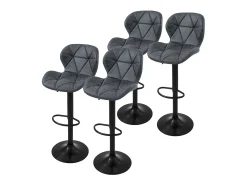 Set 4x taburetes de piel sintética antracita sillas giratorias con reposapiés