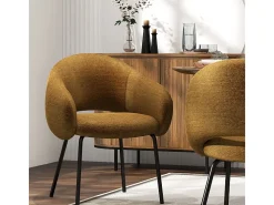 SHARP-Silla de comedor de tela luxury mostaza (x2)