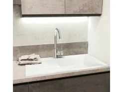 Sierra Fregadero de 1 cubeta grande con escurridor de resina blanco Essebagno