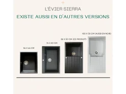 Sierra Fregadero de 1 cubeta grande con escurridor de resina blanco Essebagno