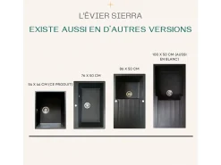 Sierra Fregadero de una sola cubeta 54x44 en resina negra Essebagno