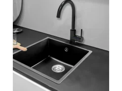 Sierra Fregadero de una sola cubeta 54x44 en resina negra Essebagno