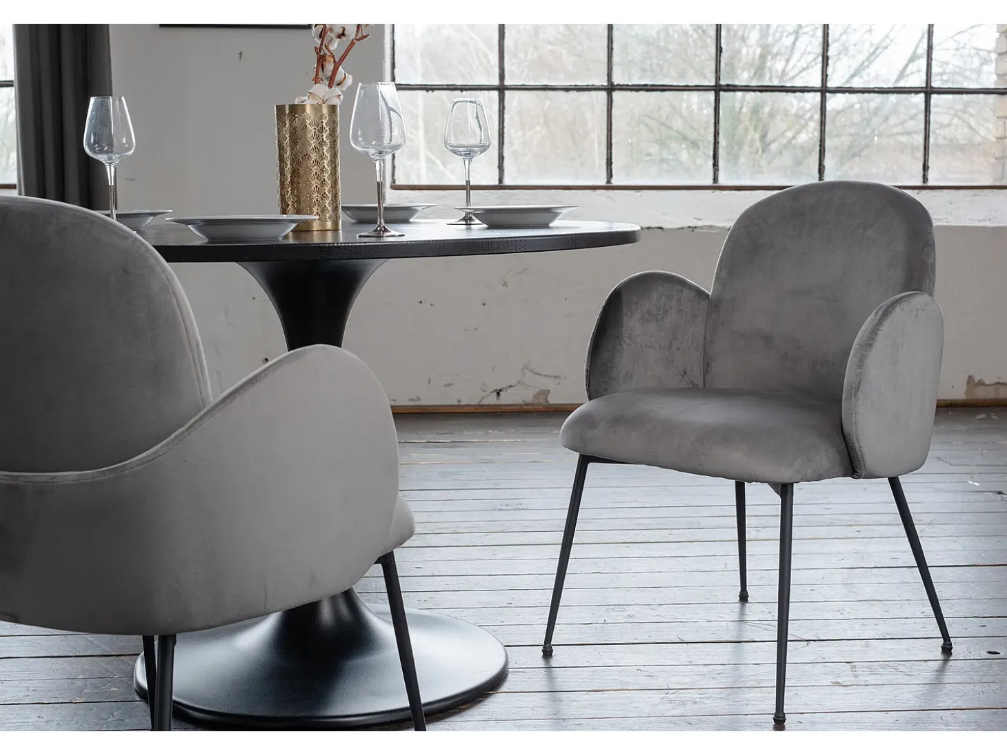 Silla - Gris terciopelo - DEON