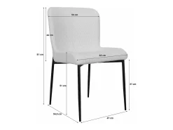 Silla acolchada - gris claro- Patas de metal negras - NEUL