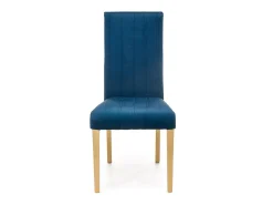 Silla acolchada de terciopelo azul con patas de madera maciza KINTARO