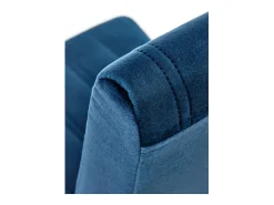 Silla acolchada de terciopelo azul con patas de madera maciza KINTARO