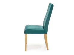 Silla acolchada de terciopelo verde KINTARO con patas de madera maciza