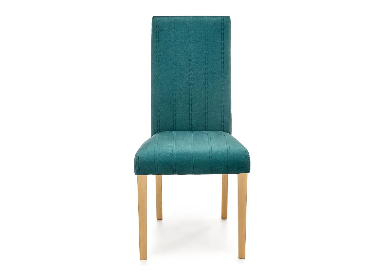 Silla acolchada de terciopelo verde KINTARO con patas de madera maciza