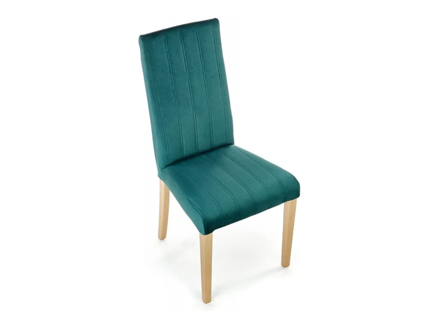 Silla acolchada de terciopelo verde KINTARO con patas de madera maciza