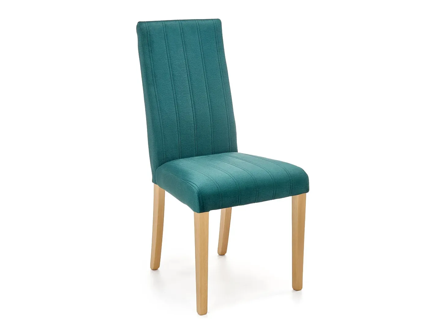 Silla acolchada de terciopelo verde KINTARO con patas de madera maciza