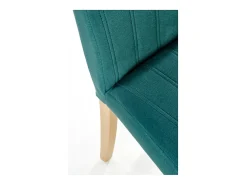 Silla acolchada de terciopelo verde KINTARO con patas de madera maciza