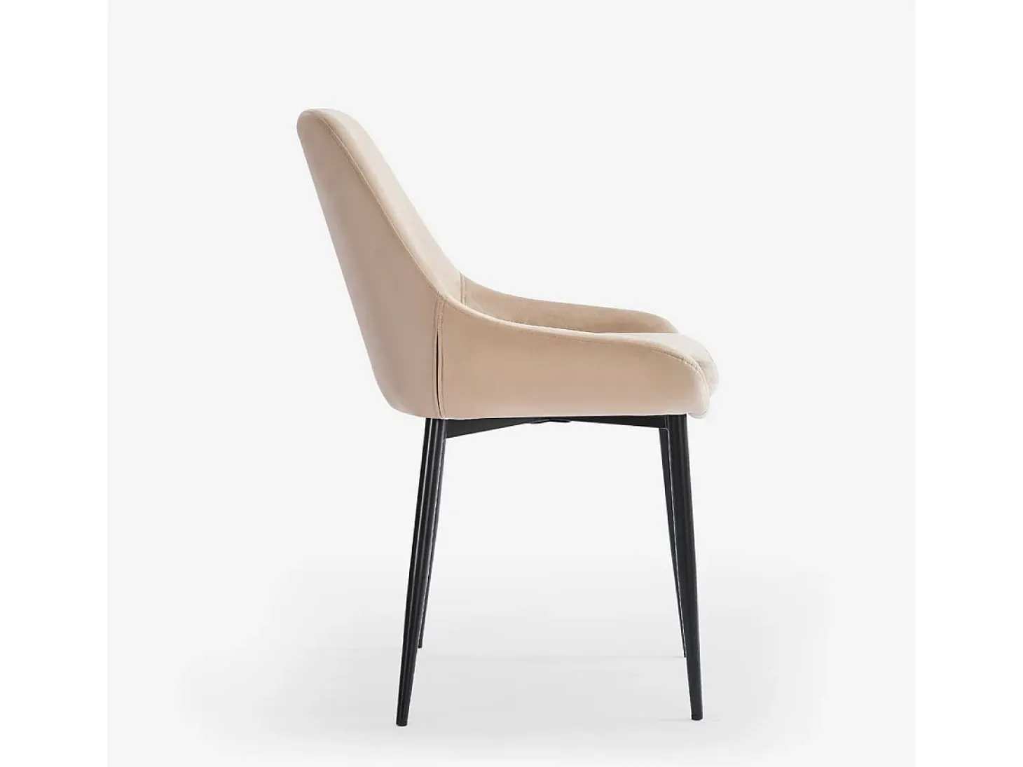 Silla acolchada moderna de terciopelo para cocina y salón-comedor Jarva - Beige