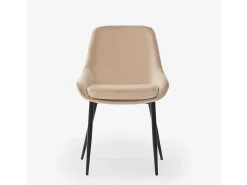 Silla acolchada moderna de terciopelo para cocina y salón-comedor Jarva - Beige