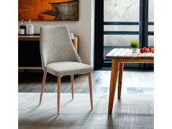 Silla acolchada moderna de tela para salón-comedor y cocina Sirka - Gris claro