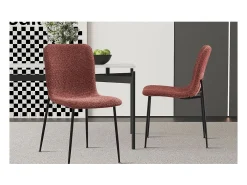 Silla ALICE – Tela rizada rosa y patas de metal negro – Confort moderno y estilo de tendencia