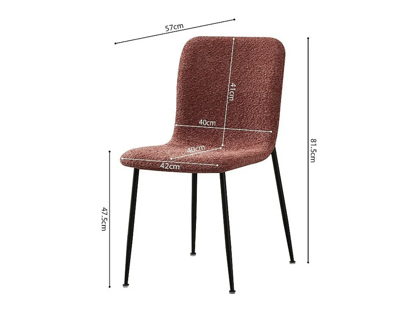 Silla ALICE – Tela rizada rosa y patas de metal negro – Confort moderno y estilo de tendencia