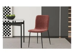Silla ALICE – Tela rizada rosa y patas de metal negro – Confort moderno y estilo de tendencia