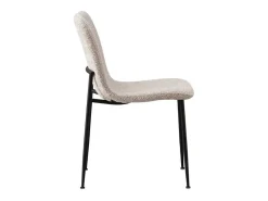 Silla ALICE – Tela rizada beige y patas de metal negro – Comodidad y diseño moderno