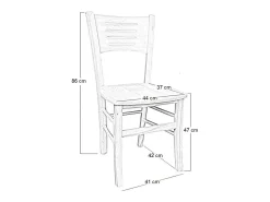 Silla Amelia de madera de nogal oscuro con asiento de madera maciza x 2