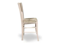 Silla Amelia en madera cruda para pintar con respaldo ancho y asiento de paja