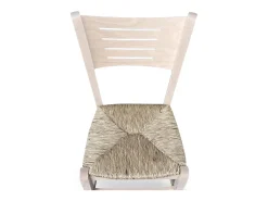 Silla Amelia en madera cruda para pintar con respaldo ancho y asiento de paja