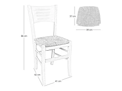 Silla Amelia en madera cruda para pintar con respaldo ancho y asiento de paja