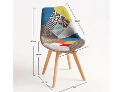 Silla Banki patchwork multicolor y patas de haya natural