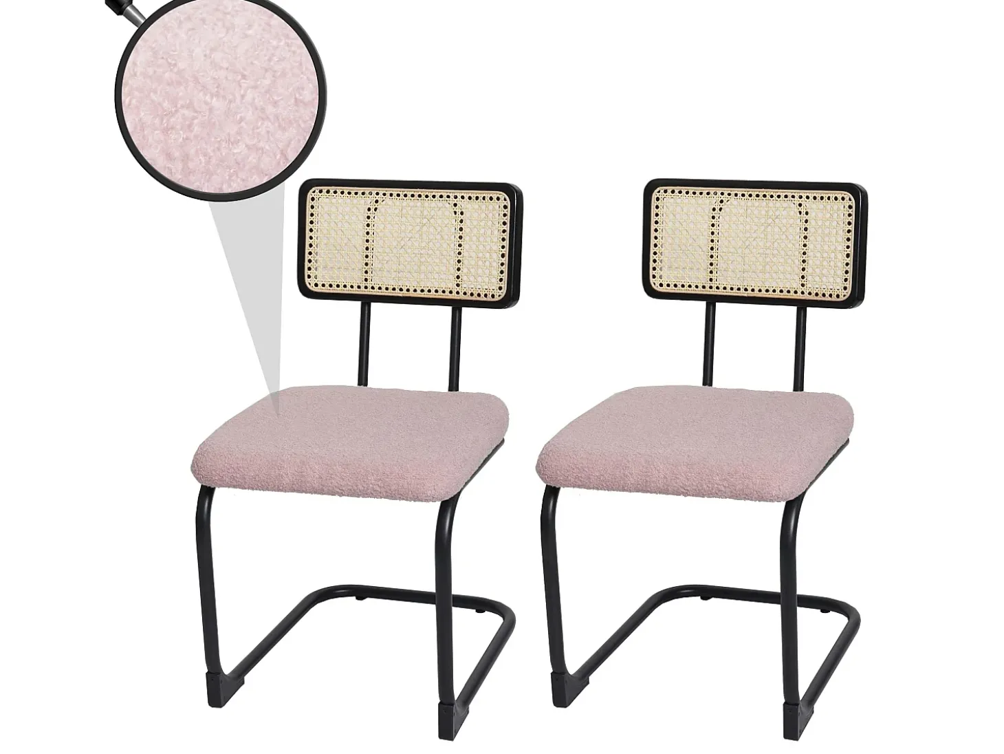 Silla basculante MCW-K88 (juego de 2), Tela/Textil rosa