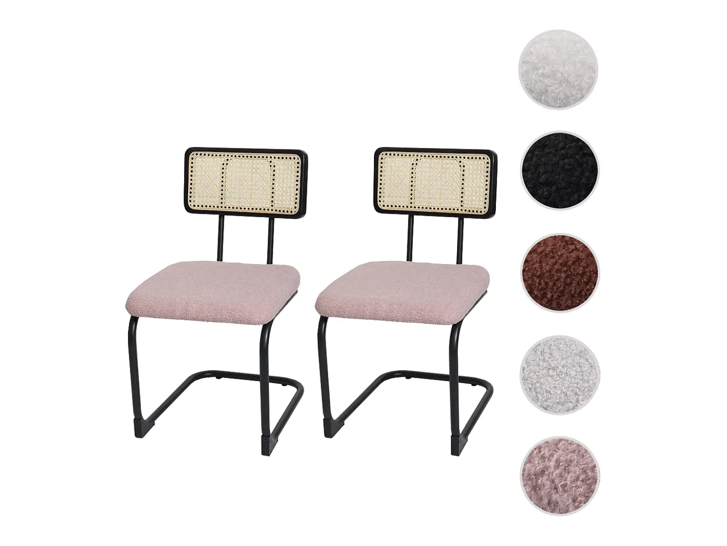 Silla basculante MCW-K88 (juego de 2), Tela/Textil rosa