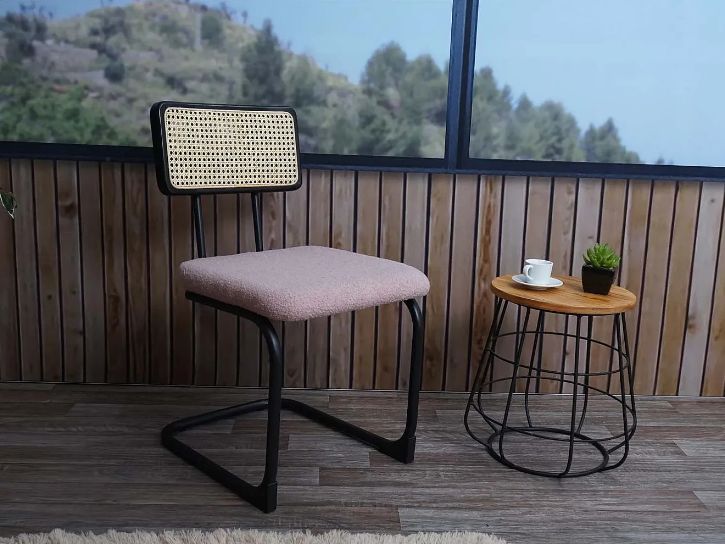 Silla basculante MCW-K88 (juego de 2), Tela/Textil rosa