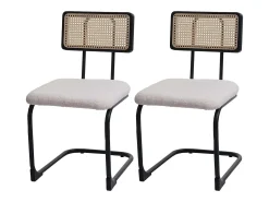 Silla basculante MCW-K88 (juego de 2), tela/textil blanco